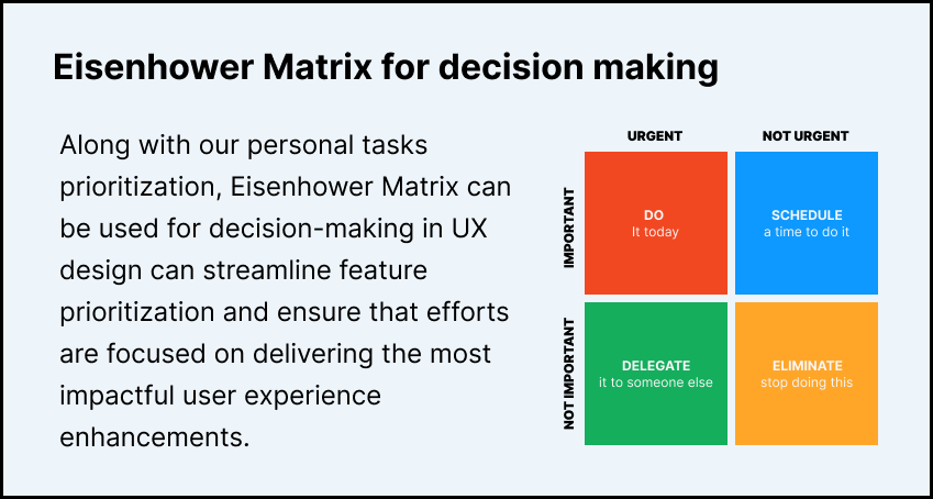 Matrix for decision making in UX design